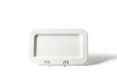 White Small Dot Mini Entertaining Platter Rectangle with Hook-and-Loop Attachment