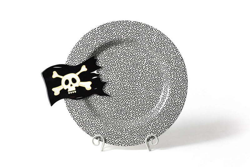 Big Entertaining Round Platter with Small Black Dots and Pirate Flag Big Attachment