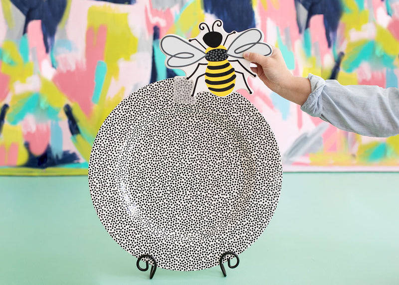 Bee Large Attachment and Black Small Dot Big Serving Platter