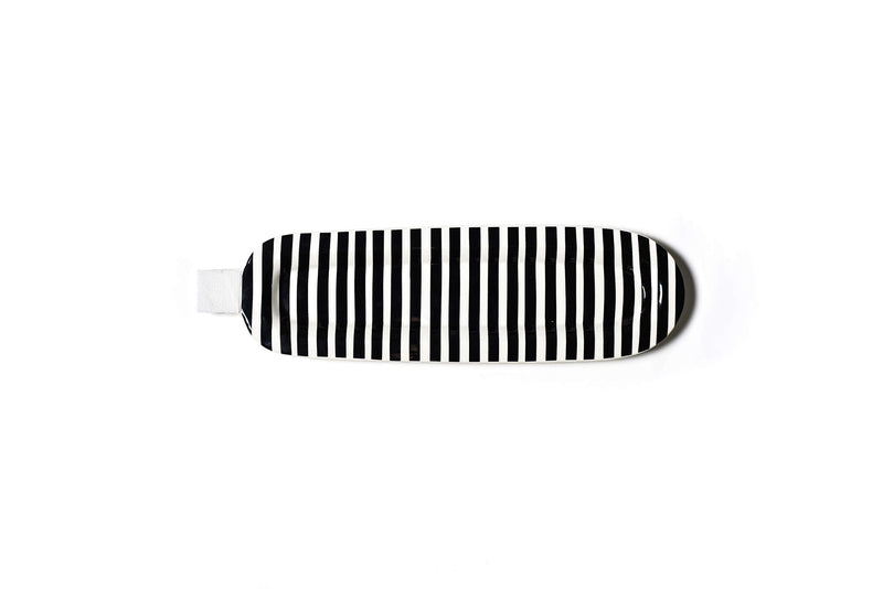 Black Stripe Mini Skinny Oval Serving Platter with Signature Hook-and-Loop Attachment