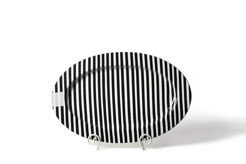 Big Oval Serving Platter Black Stripe Design