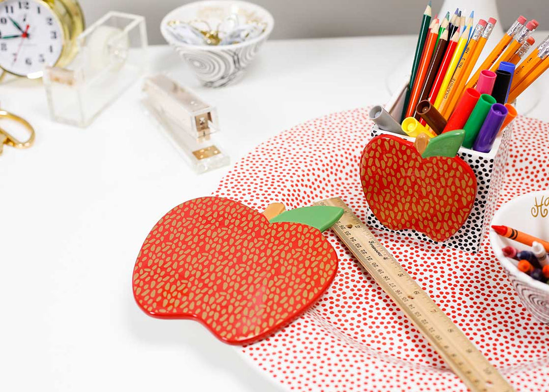 Apple Big Attachment on Big Platter with Apple Gold Mini Attachment on Nesting Cube