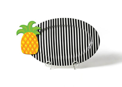 Black Stripe Big Oval Platter with Pineapple Big Attachment