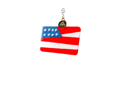 Glass and Metal Flag Shaped Ornament