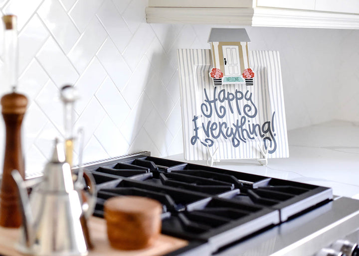 Gift the Welcome Home Attachment on Stone Skinny Stripe Big Square Platter