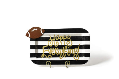 Black Stripe Mini Rectangle Serving Platter Displayed on Plate Stand with Football Attachment