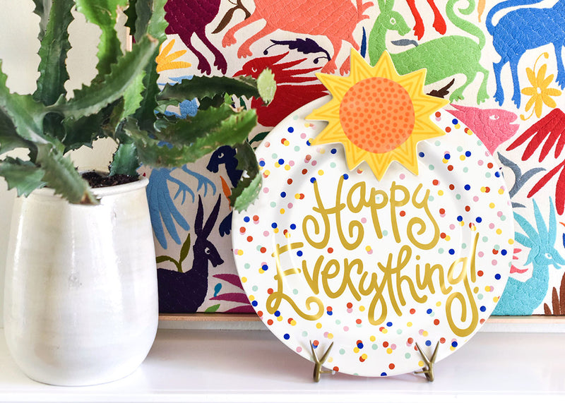 Happy Everything! Happy Dot Big Round Serving Platter Displayed with Sun Attachment