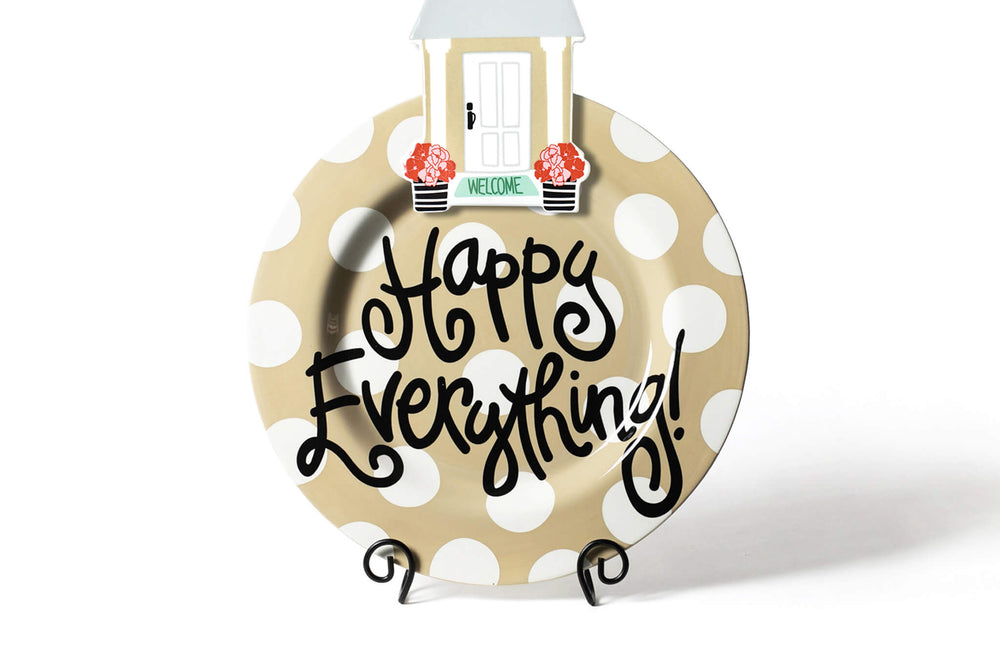 Welcome Home Big Attachment on Big Happy Everything! Round Serving Platter in Neutral Dot Design
