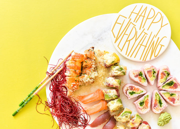 Happy Everything! Big Attachment on Big Marble Serving Board