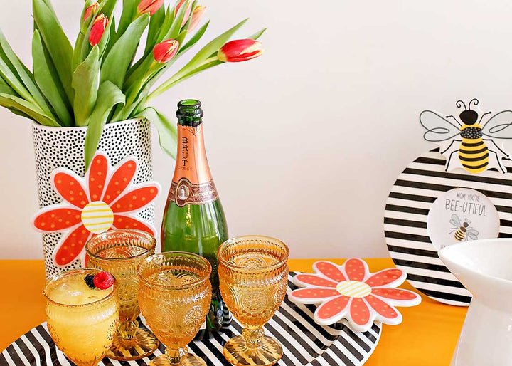Spring Decor with Black Small Dot Oval Vase with Flower Big Attachment