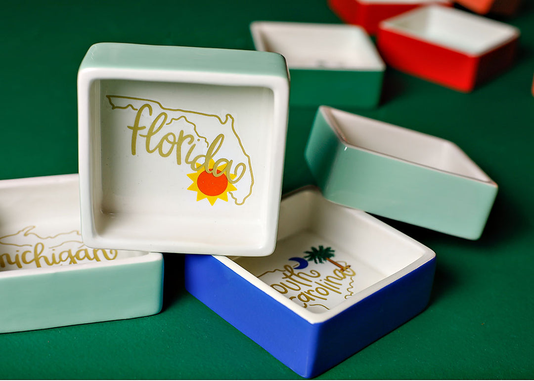 State Motif Trinket Bowls Featuring Florida