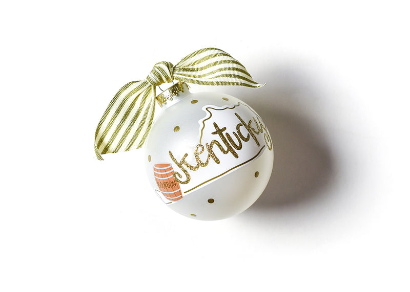 Kentucky Motif Ornament with Gold Dots and Gold Striped Ribbon