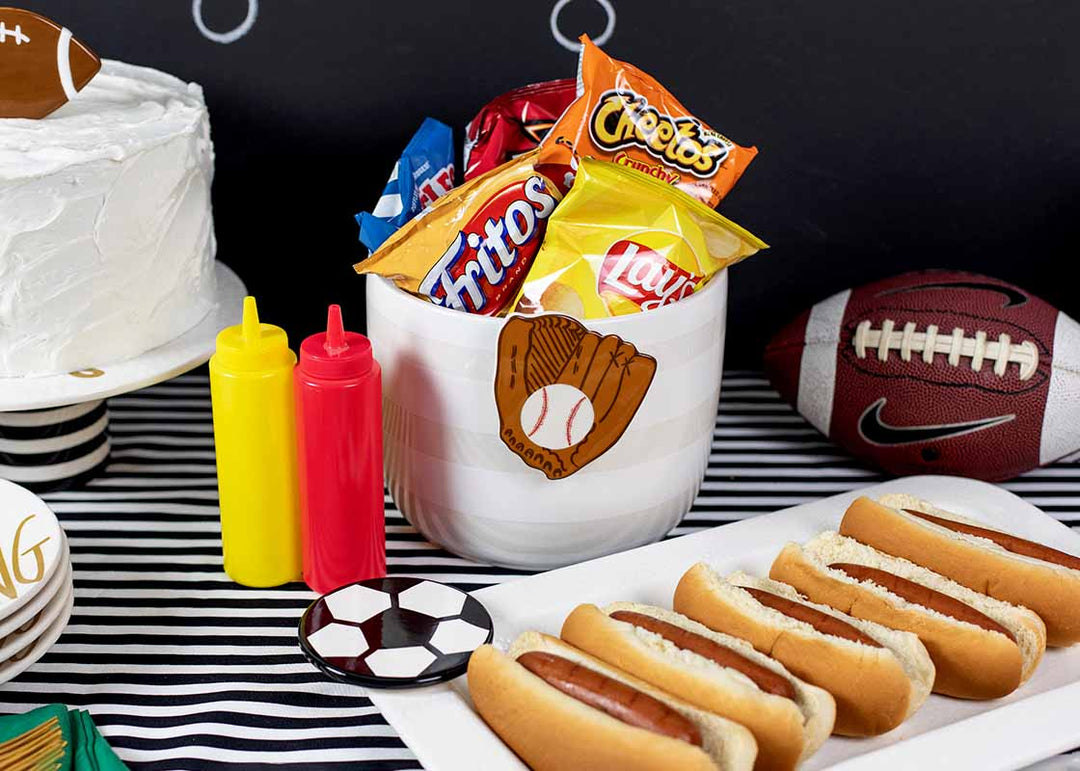 Sports-themed Table with Baseball Glove Mini Attachment on Mini Bowl