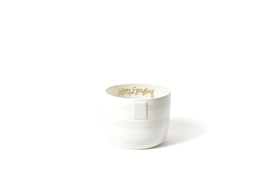 White Mini Bowl in Happy Everything! White Stripe Design with Hook-and-Loop Attachment