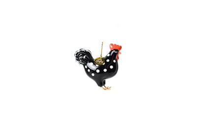 Glass and Metal Polka Dot Chicken Shaped Ornament