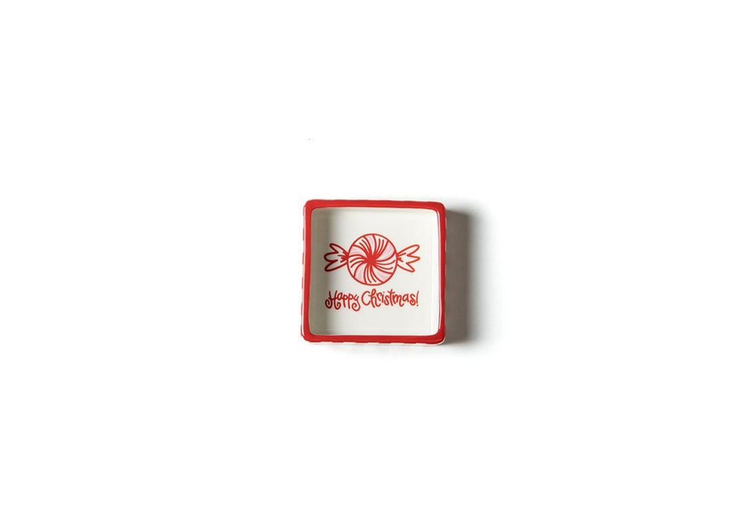 Happy Christmas Peppermint Square Trinket Bowl