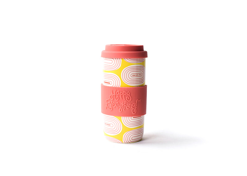 Coral Silicone Lid and Wrap Fast Track Design Ceramic Mug