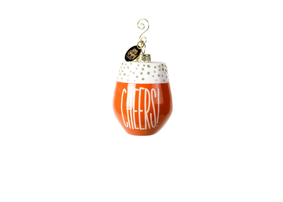 Glass and Metal Wine Cheers Shaped Ornament