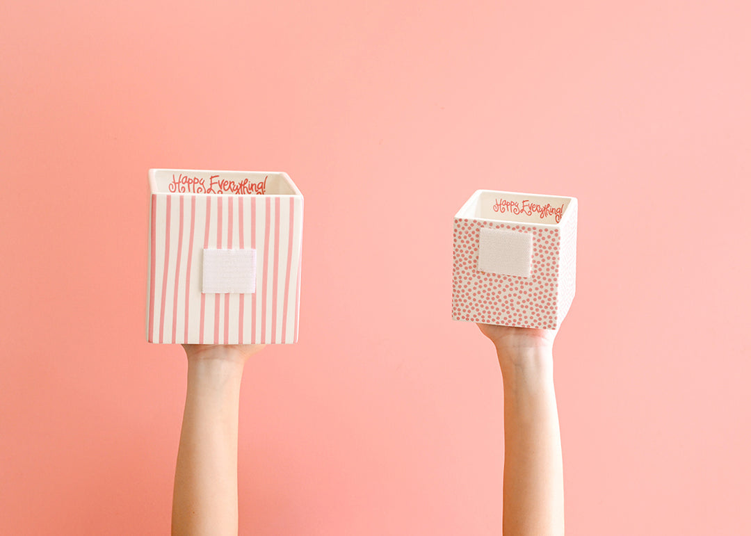 Pink Skinny Stripe Medium Mini Nesting Cube