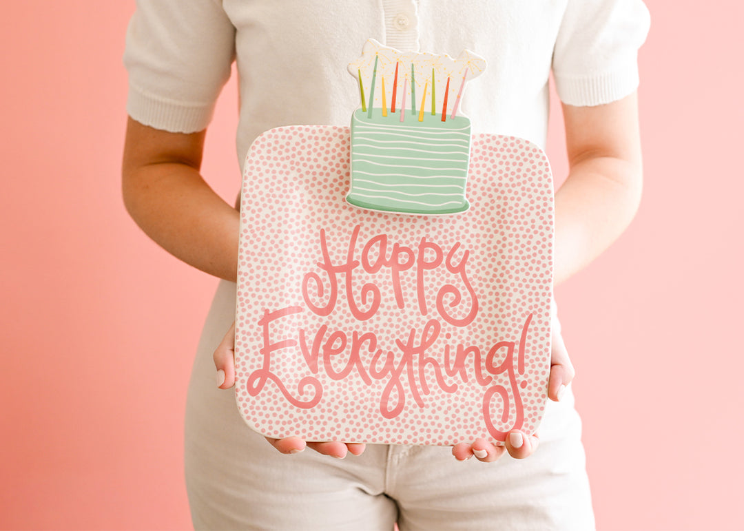 Pink Small Dot Happy Everything! Mini Square Platter