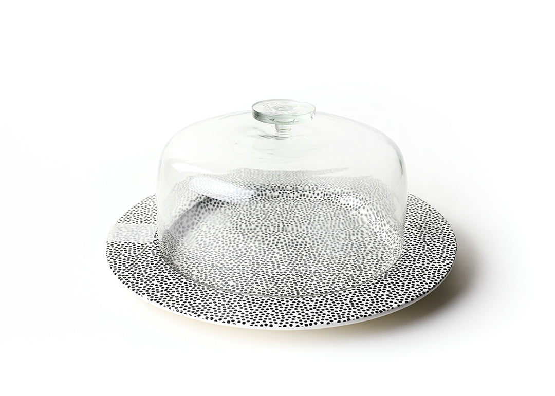 Black Big Round Entertaining Platter with Large Glass Dome