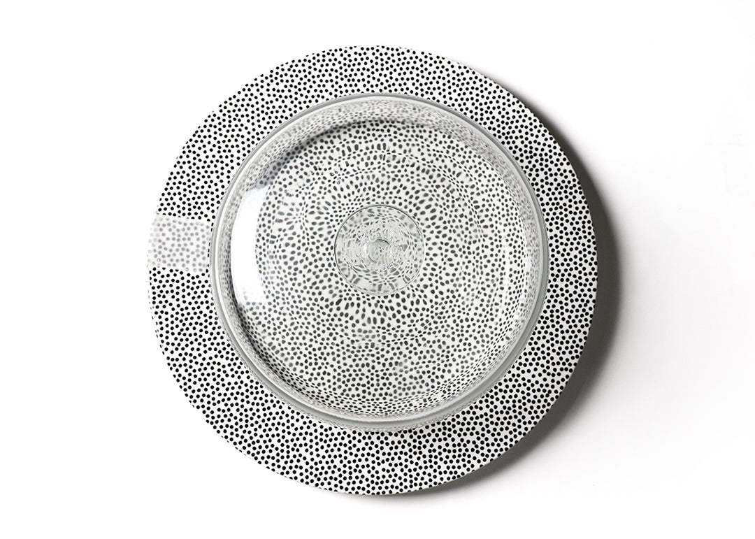 Black Big Round Entertaining Platter with Large Glass Dome