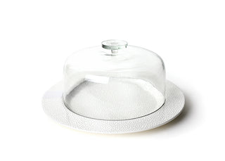 Stone Big Round Entertaining Platter with Large Glass Dome