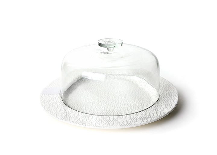 Stone Big Round Entertaining Platter with Large Glass Dome