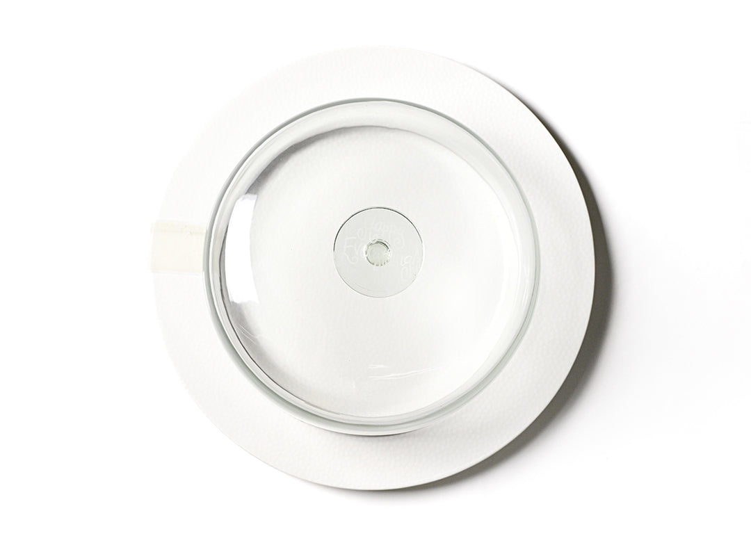 White Big Round Entertaining Platter with Large Glass Dome