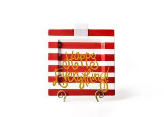 Red Stripe Big Happy Everything! Square Platter