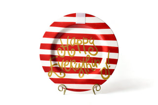 Red Stripe Big Happy Everything! Round Platter