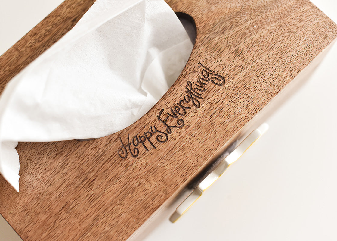 Mini Rectangle Wood Tissue Box Cover | Happy Everything!