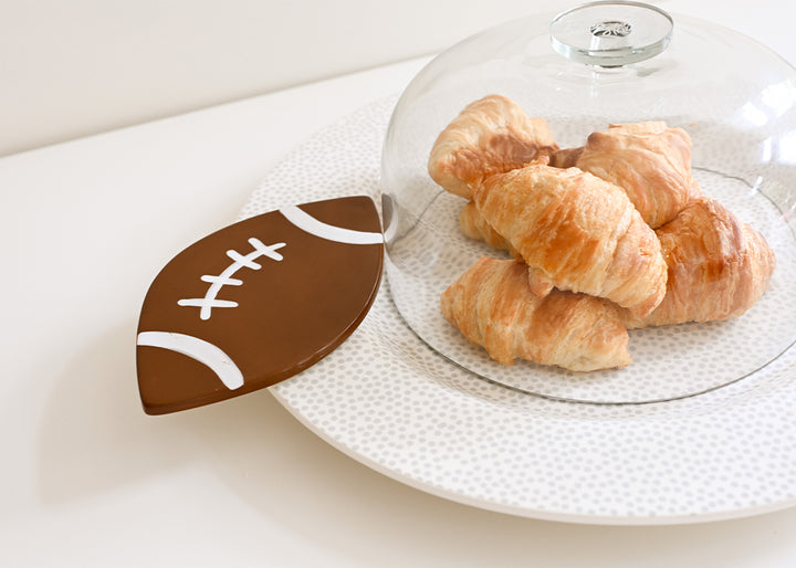 Stone Big Round Entertaining Platter with Large Glass Dome