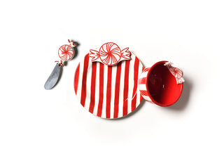 Peppermint Embellishment Plate Bowl & Spreader Set