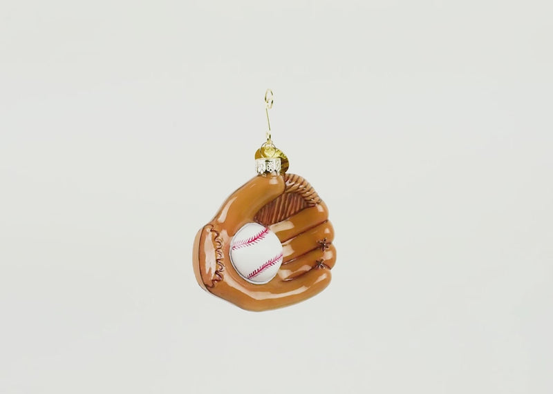 Baseball Glove Glass Shaped Ornament