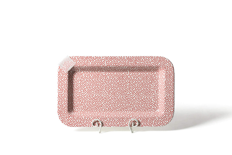 Red Small Dot Mini Rectangle Serving Platter with Signature Hook-and-Loop Attachment