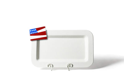 Patriotic Mini Attachment on Mini Rectangle Serving Platter White Small Dot Design
