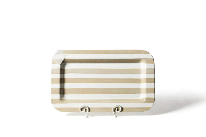 Neutral Stripe Mini Rectangle Serving Platter with Hook-and-Loop Attachment