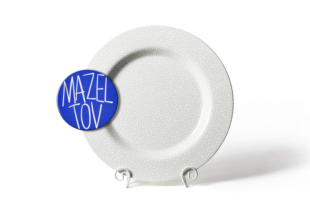 Mazeltov Big Attachment on Big Round Platter Stone Small Dot Design