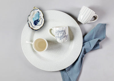 Coordinating Happy Everything! Serveware Including Stone Small Dot Round Platter with Oyster Big Attachment