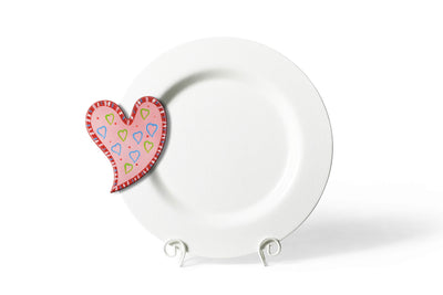 Heart Big Attachment on Round Serving Platter Small White Dot Design