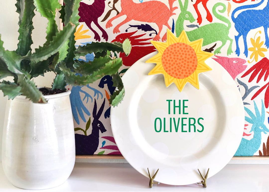 Personalization Available on Big Round Entertaining Platter White Small Dot Design
