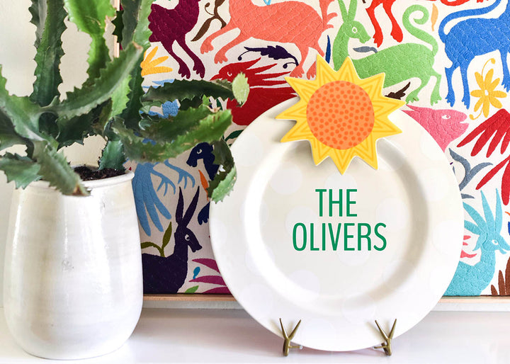 Personalization Available on Big Round Entertaining Platter White Small Dot Design