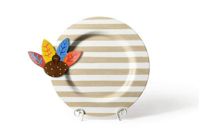 Seasonal Big Attachment on Big Round Serving Platter in Neutral Stripe Design