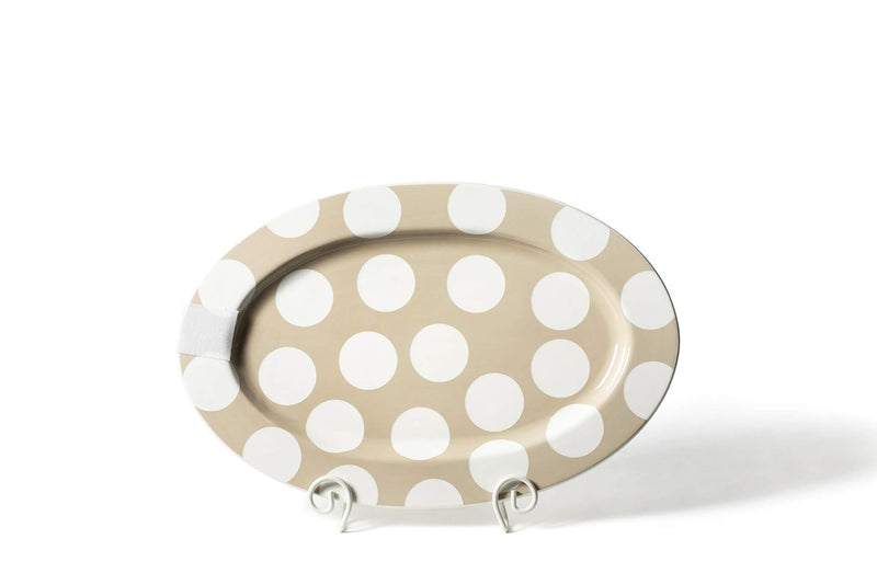 Neutral Dot Big Oval Serving Platter with Signaturee Hook-and-Loop Attachment
