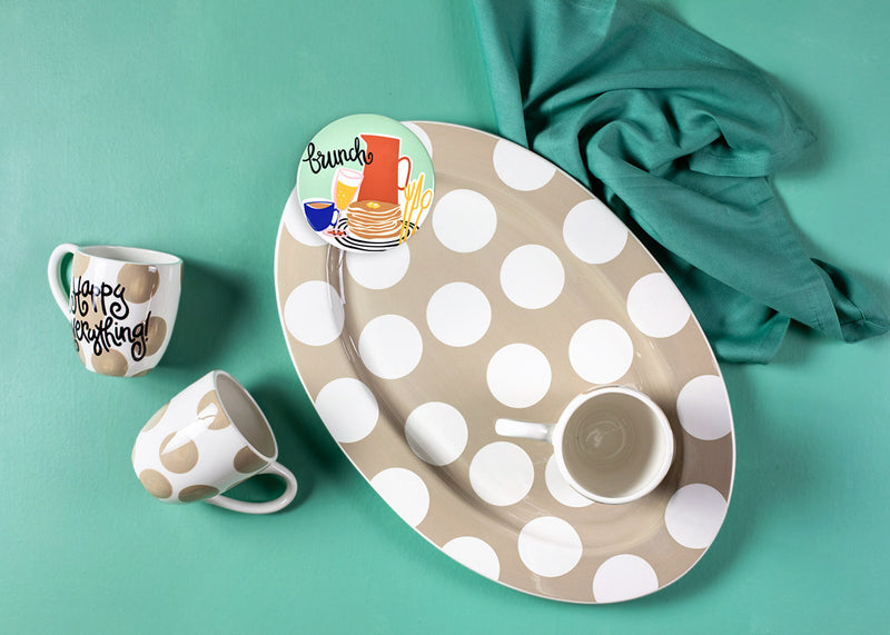 Coordinated Happy Everything! Brunch Tableware and Big Attachment with Neutral Dot Serving Platter