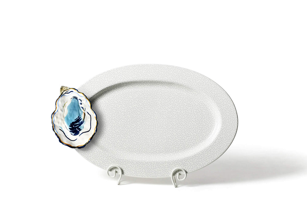 Big Attachment Oyster on Big Entertaining Oval Platter Stone Small Dot Design