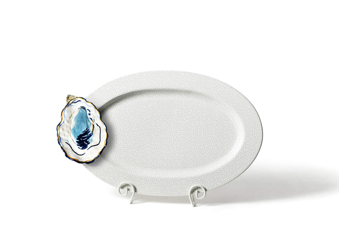 Big Attachment Oyster on Big Entertaining Oval Platter Stone Small Dot Design