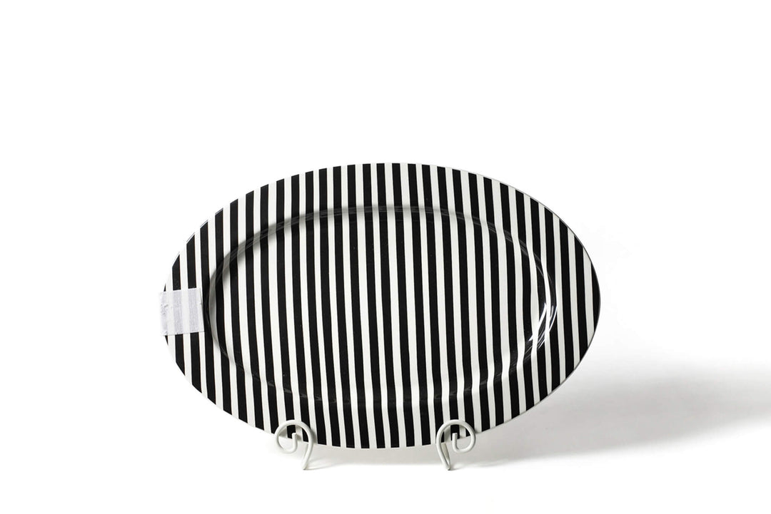 Big Oval Serving Platter Black Stripe Design