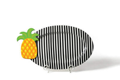 Black Stripe Big Oval Serving Platter with Pineapple Big Attachment